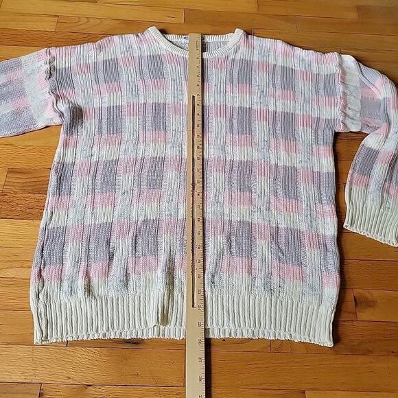 Gino Panini Vintage Pastel Plaid Rib Knit Pullover Crewneck Sweater Preppy Retro - Picture 9 of 12